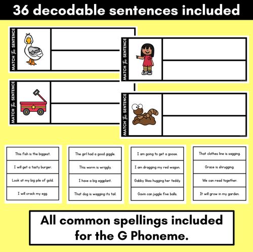 Resource preview 2 for G Phoneme Decodable Sentences - Read, Match & Write