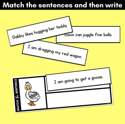 Resource preview 3 for G Phoneme Decodable Sentences - Read, Match & Write