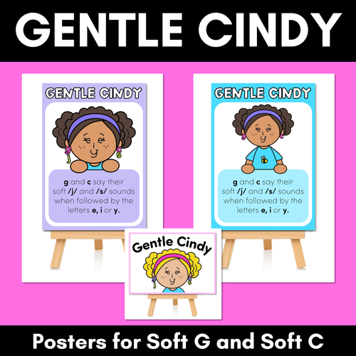 Resource preview 1 for GENTLE CINDY - Posters & Displays for Soft G and Soft C Spelling Rule