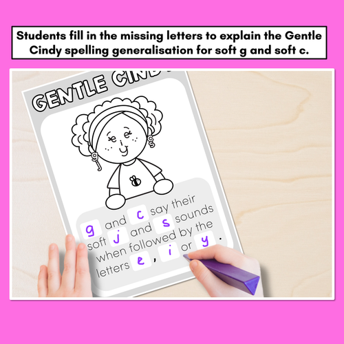 Resource preview 3 for GENTLE CINDY - Student Templates for Soft G and Soft C Spelling Rule