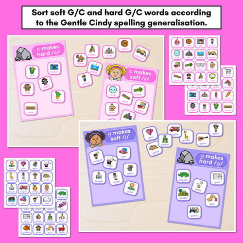 Resource preview 2 for GENTLE CINDY - Picture Sort for Soft G and Soft C Spelling Rule