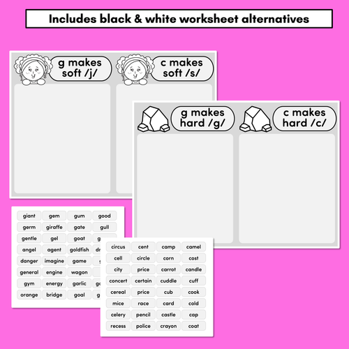 Resource preview 3 for GENTLE CINDY - Word Sort for Soft G and Soft C Spelling Rule