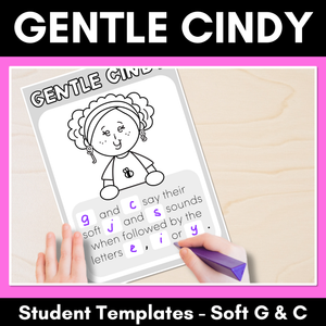 GENTLE CINDY - Student Templates for Soft G and Soft C Spelling Rule