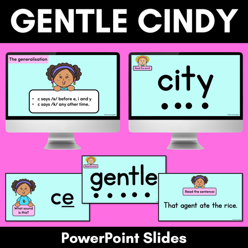 Resource preview 1 for GENTLE CINDY - PowerPoint Slides for teaching the Soft G and Soft C Spelling Rule