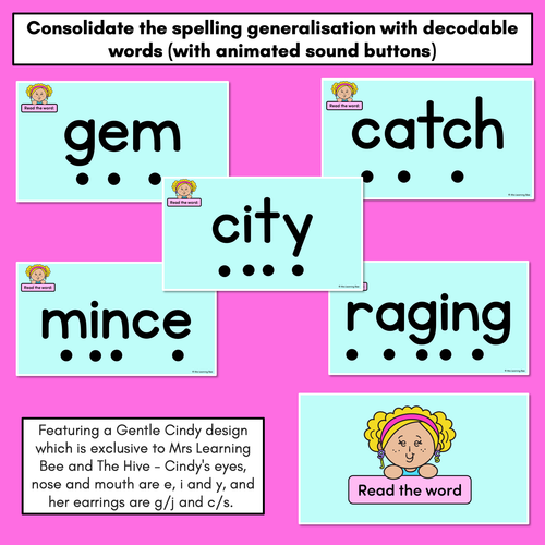 Resource preview 3 for GENTLE CINDY - PowerPoint Slides for teaching the Soft G and Soft C Spelling Rule