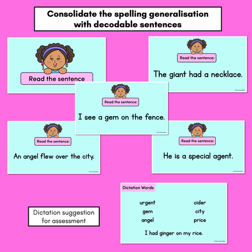 Resource preview 4 for GENTLE CINDY - PowerPoint Slides for teaching the Soft G and Soft C Spelling Rule