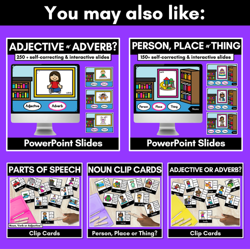 Resource preview 4 for Nouns Verbs Adjective Interactive PowerPoint Slides