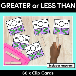 GREATER THAN LESS THAN Clip Cards