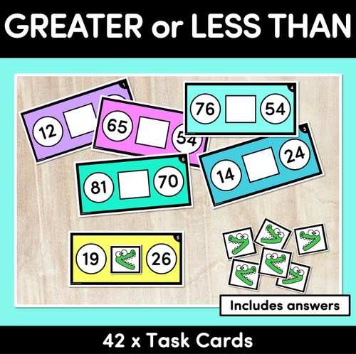 GREATER THAN LESS THAN Task Cards - Mrs Learning Bee