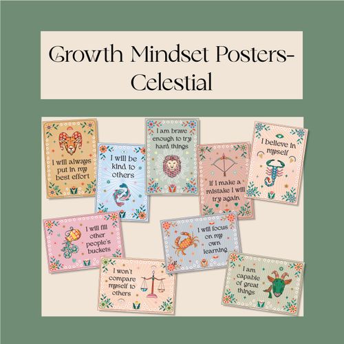 Resource preview 1 for Growth Mindset Posters- Celestial