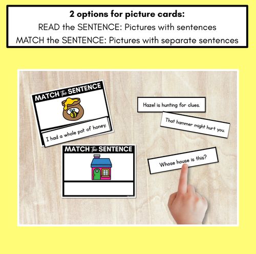 Resource preview 2 for H Phoneme Decodable Sentences - Read & Match