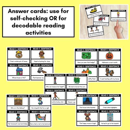 Resource preview 4 for H Phoneme Decodable Sentences - Read, Match & Write
