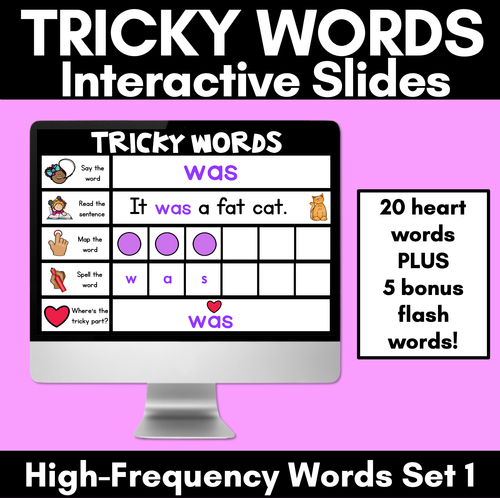 Resource preview 1 for High Frequency Heart Word Digital Practice Slides - INTERACTIVE - Set 1