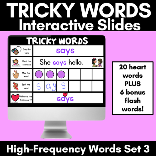 Resource preview 1 for High Frequency Heart Word Digital Practice Slides - INTERACTIVE - Set 3