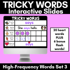 High Frequency Heart Word Digital Practice Slides - INTERACTIVE - Set 3