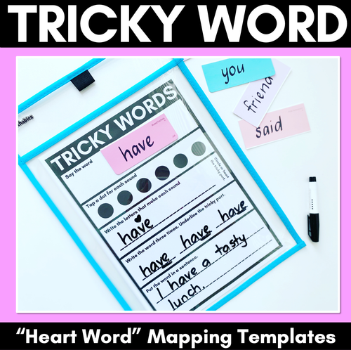 Tricky Word Mapping Templates - Orthographic Mapping for Heart Words ...