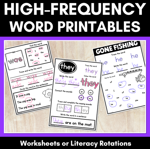 Resource preview 1 for High Frequency Words Worksheets - Heart Word Print & Go Activities