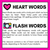 4 for Heart Word Flash Cards