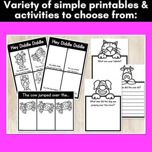 Resource preview 2 for Hey Diddle Diddle Nursery Rhyme Worksheets