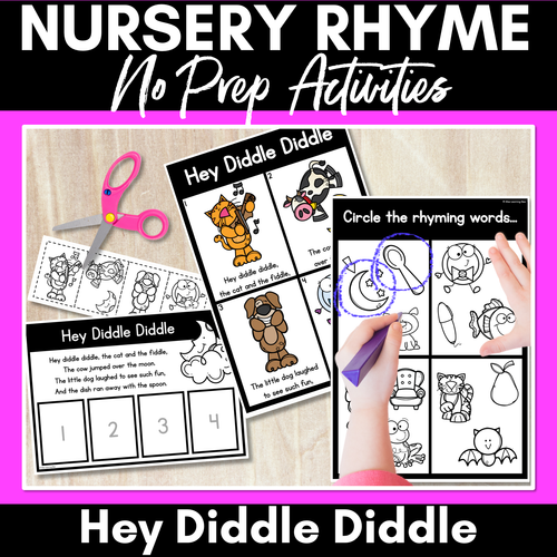 Resource preview 1 for Hey Diddle Diddle Nursery Rhyme Worksheets