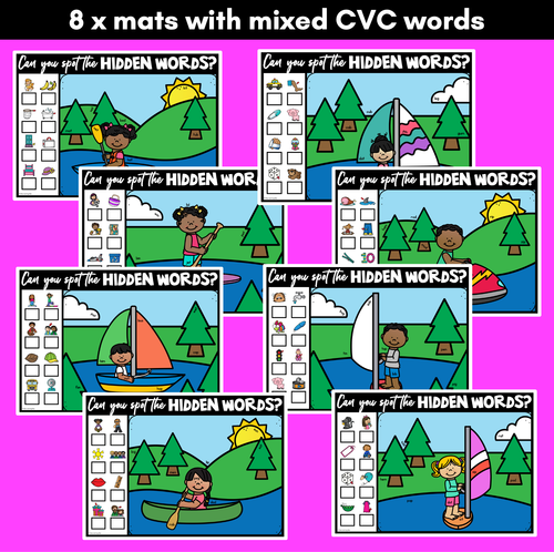 Resource preview 4 for HIDDEN CVC WORD MATS - No Prep Phonics Game for CVC words