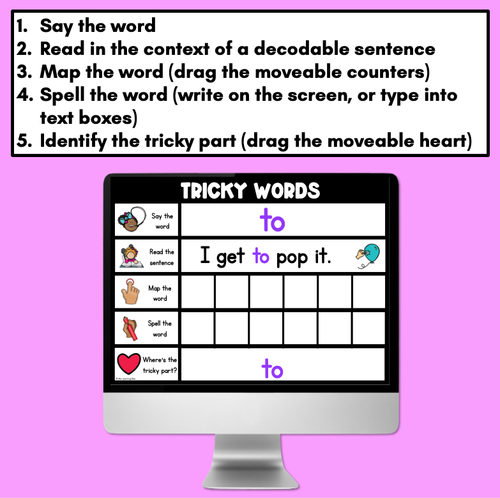 Resource preview 2 for High Frequency Heart Word Digital Practice Slides - INTERACTIVE - Set 1