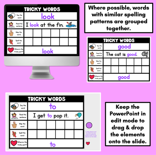 Resource preview 3 for High Frequency Heart Word Digital Practice Slides - INTERACTIVE - Set 1