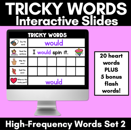 Resource preview 1 for High Frequency Heart Word Digital Practice Slides - INTERACTIVE - Set 2