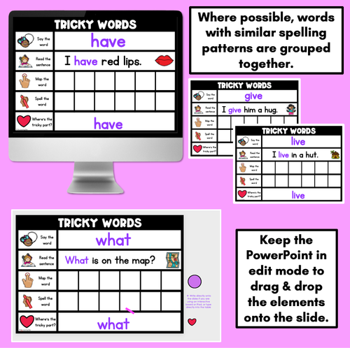 Resource preview 3 for High Frequency Heart Word Digital Practice Slides - INTERACTIVE - Set 2