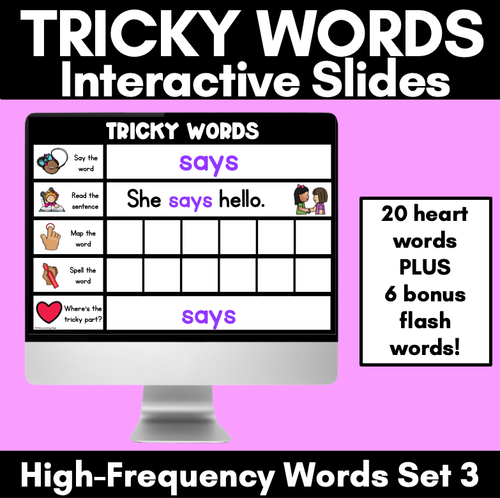 Resource preview 1 for High Frequency Heart Word Digital Practice Slides - INTERACTIVE - Set 3