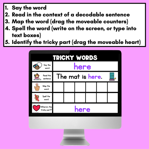 Resource preview 2 for High Frequency Heart Word Digital Practice Slides - INTERACTIVE - Set 3