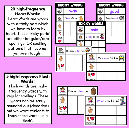 Resource preview 4 for High Frequency Heart Word Practice Activities SET 1 - Phonics Centers