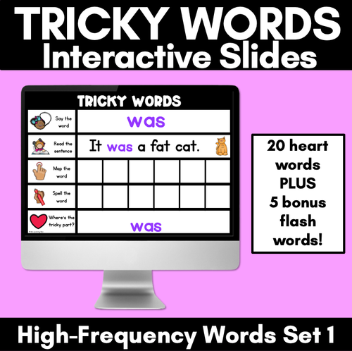 Resource preview 1 for High Frequency Heart Word Digital Practice Slides - INTERACTIVE - Set 1