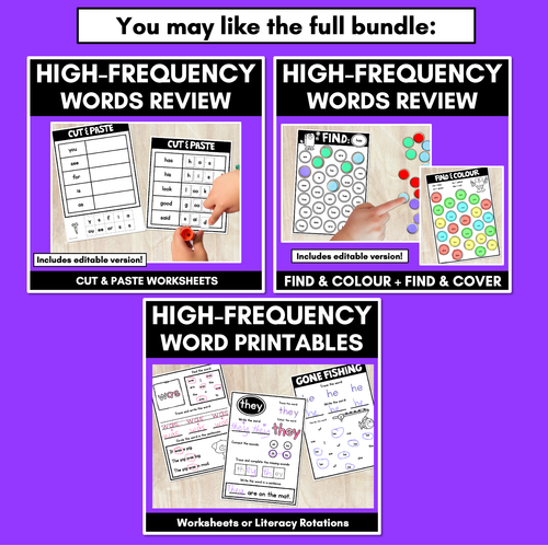 Resource preview 4 for High Frequency Words Cut & Paste - Print & Go Phonics Activities