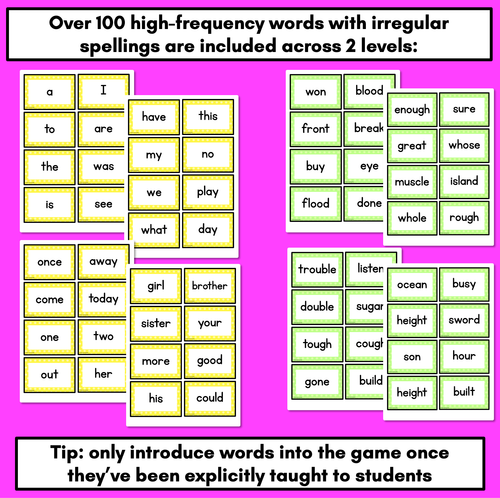 Resource preview 2 for TRICKY WORDS CARD GAME - Crash Phonics Game