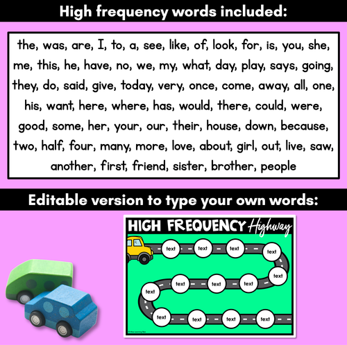 Resource preview 4 for HIGH FREQUENCY WORD MATS - Sight Word Fluency Games EDITABLE