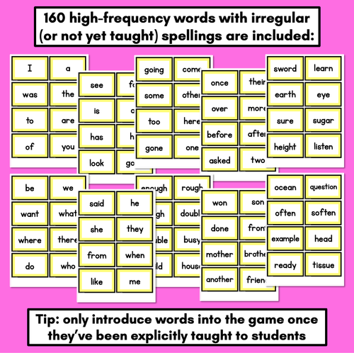 Resource preview 3 for HIGH-FREQUENCY WORDS CARD GAME - Crash Phonics Game