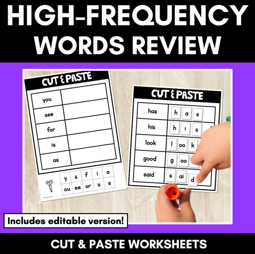 Resource preview 1 for High Frequency Words Cut & Paste - Print & Go Phonics Activities