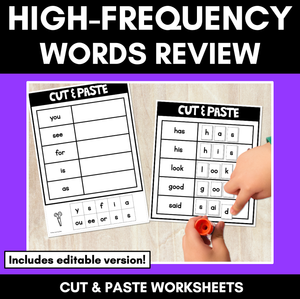 High Frequency Words Cut & Paste - Print & Go Phonics Activities