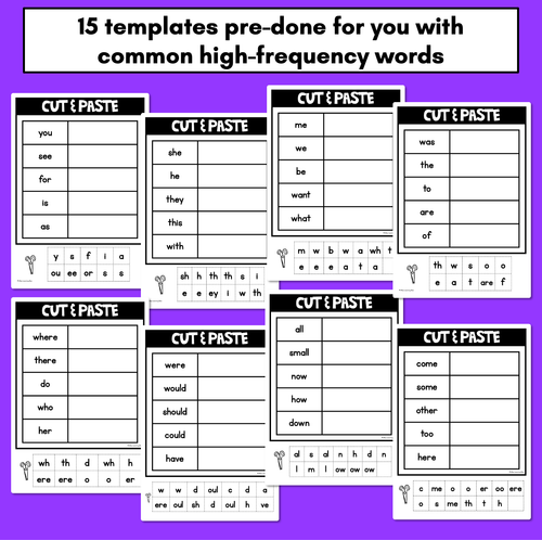 Resource preview 3 for High Frequency Words Cut & Paste - Print & Go Phonics Activities