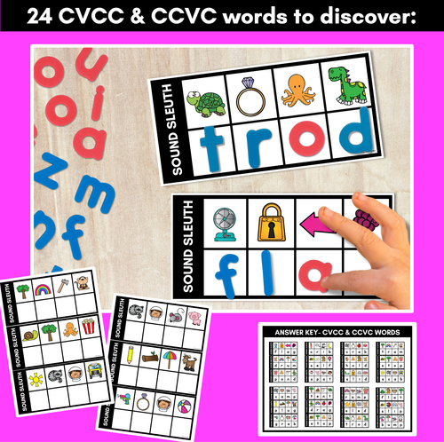 Resource preview 3 for MYSTERY CVC WORD TASK CARDS - Kindergarten Phonics Activity