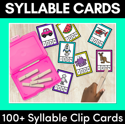 Resource preview 1 for Syllable Clip Cards - Phonological Awareness Activities for Kindergarten