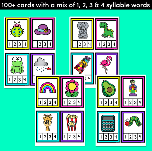 Resource preview 2 for Syllable Clip Cards - Phonological Awareness Activities for Kindergarten