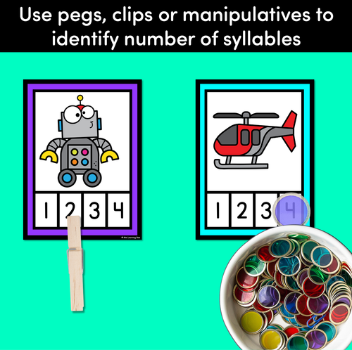 Resource preview 3 for Syllable Clip Cards - Phonological Awareness Activities for Kindergarten