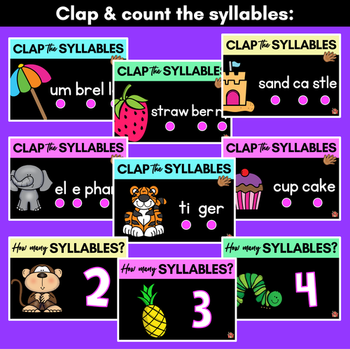 Resource preview 2 for Syllables Activities - Phonological Awareness PowerPoint