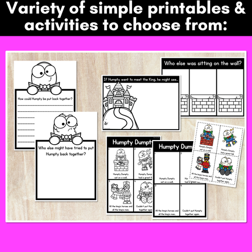 Resource preview 2 for Humpty Dumpty Nursery Rhyme Worksheets