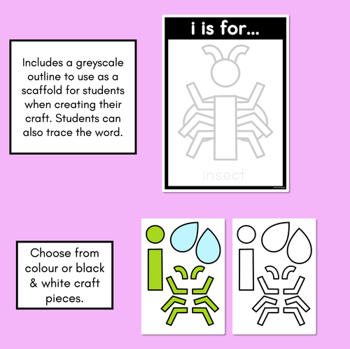 Resource preview 2 for Beginning Sound Crafts - LOWERCASE Letter I - I is for Insect