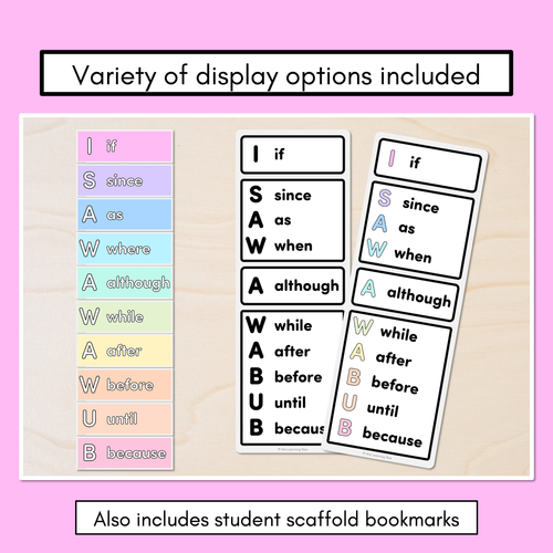 Resource preview 4 for I SAW A WABUB Poster Displays for Subordinating Conjunctions (Complex Sentences)