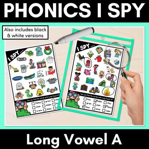 Resource preview 1 for I SPY for LONG VOWEL A WORDS - Decodable Words - 1st & 2nd Grade Phonics Activities