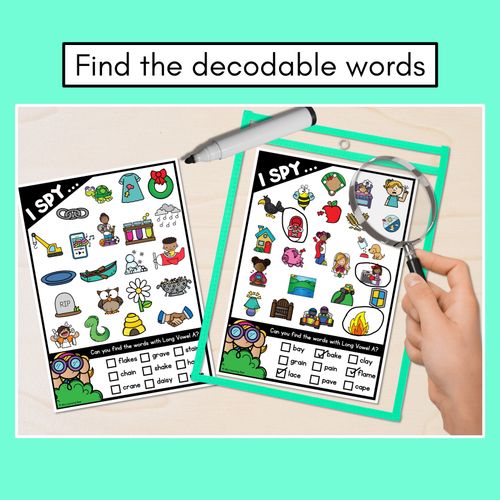 Resource preview 2 for I SPY for LONG VOWEL A WORDS - Decodable Words - 1st & 2nd Grade Phonics Activities